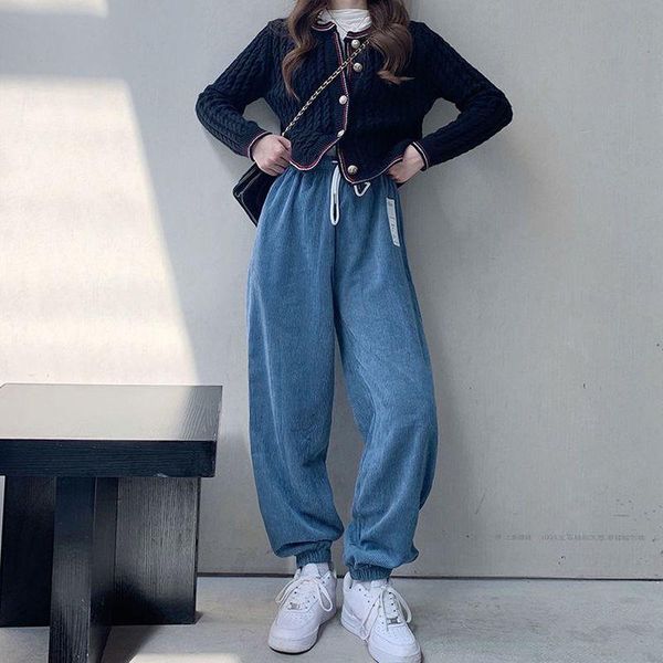 running pants women's casual straight-leg 2021 retro trousers loosethick corduroy sports sweatpants, Black;blue
running pants women's casual straight-leg 2021 retro trousers loosethick corduroy sports sweatpants, Black;blue