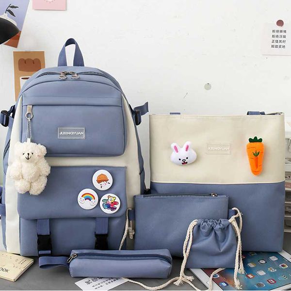 school bags 5pcs/set backpack for students nylon color contrast schoolbag crossbody bag pencil case badge pendant schoolbags gift
school bags 5pcs/set backpack for students nylon color contrast schoolbag crossbody bag pencil case badge pendant schoolbags gift