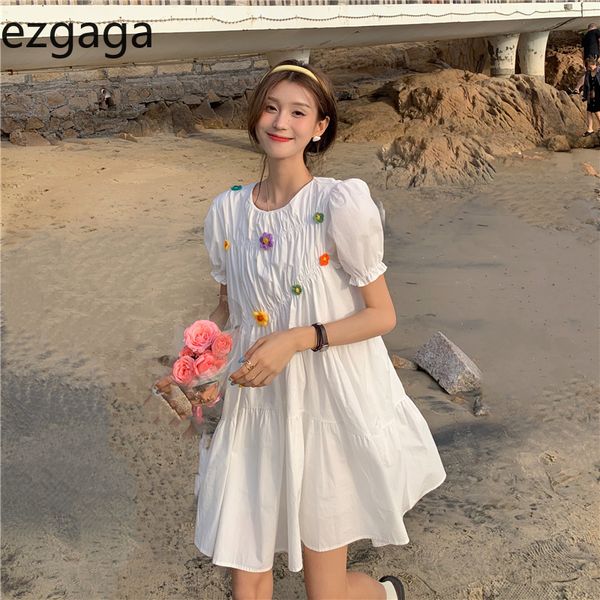 ezgaga sweet puff short sleeve mini dress women o neck summer new korean fashion loose solid ruched chic dresses casual 210430, Black;gray
ezgaga sweet puff short sleeve mini dress women o neck summer new korean fashion loose solid ruched chic dresses casual 210430, Black;gray