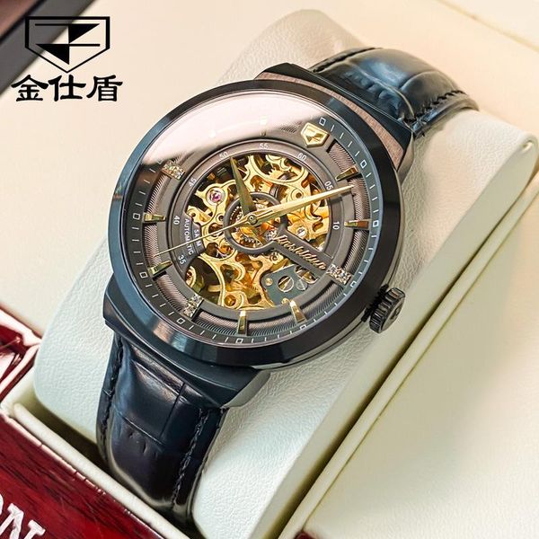 wristwatches automatic mechanical watch hollow out leather men's, Slivery;brown
wristwatches automatic mechanical watch hollow out leather men's, Slivery;brown