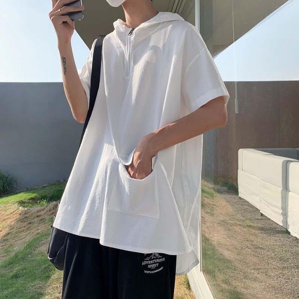 men's t-shirts tooling style pockets zippers hooded men t shirt short sleeve solid thin summer 2021 fashion korean comfortable clothing, White;black
men's t-shirts tooling style pockets zippers hooded men t shirt short sleeve solid thin summer 2021 fashion korean comfortable clothing, White;black