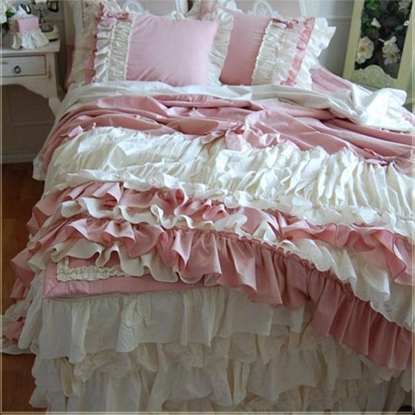 bedding sets korean pink cake layers ruffle falbala lace bow bedspread wedding bed skirt set twin full king size jogo de cama
bedding sets korean pink cake layers ruffle falbala lace bow bedspread wedding bed skirt set twin full king size jogo de cama
