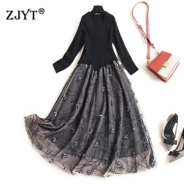 casual dresses fashion autumn winter long sleeve knit sweater dress women elegant embroidery mesh midi party robe femme basic vestidos, Black;gray
casual dresses fashion autumn winter long sleeve knit sweater dress women elegant embroidery mesh midi party robe femme basic vestidos, Black;gray