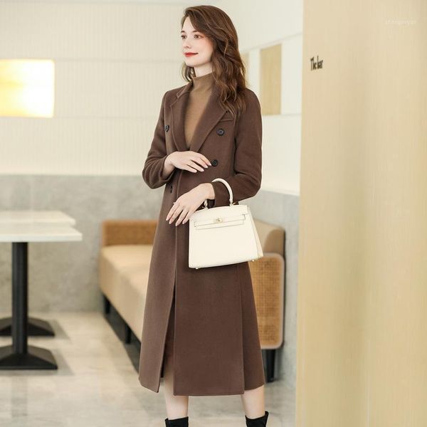 women's wool & blends 100% trench spring autumn thick loose woolen overcoat double faced cashmere coat medium length, Black
women's wool & blends 100% trench spring autumn thick loose woolen overcoat double faced cashmere coat medium length, Black
