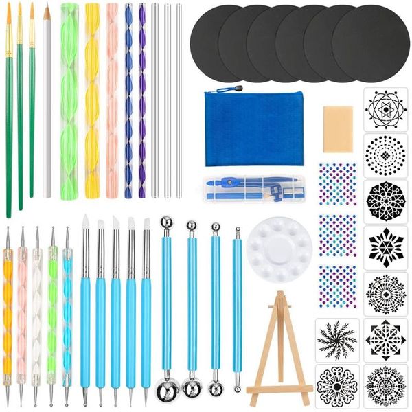 gift sets 49pcs mandala dotting tools, tools set with tools/brushes/paint tray/mini easel for clay pottery
gift sets 49pcs mandala dotting tools, tools set with tools/brushes/paint tray/mini easel for clay pottery