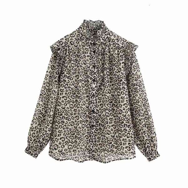 women's knits & tees women vintage leopard print za chiffon loose blouse female fashion long puff sleeve animal ruffles shirts top, White
women's knits & tees women vintage leopard print za chiffon loose blouse female fashion long puff sleeve animal ruffles shirts top, White