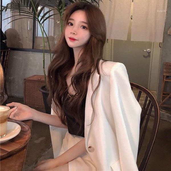 autumn 2021 hong kong style loose shoulder padded suit medium length long sleeve white for women women's suits & blazers, White;black
autumn 2021 hong kong style loose shoulder padded suit medium length long sleeve white for women women's suits & blazers, White;black