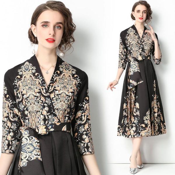 casual dresses fashion elegant luxury flower print satin dress women's v neck three quarter sleeve lace up belt a line party vestidos 1, Black;gray
casual dresses fashion elegant luxury flower print satin dress women's v neck three quarter sleeve lace up belt a line party vestidos 1, Black;gray