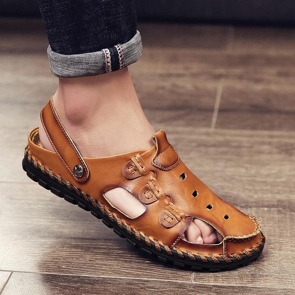 sandals for men genuine leather outdoor men's beach casual comfortable summer handmade breathable rubber shoes, Black
sandals for men genuine leather outdoor men's beach casual comfortable summer handmade breathable rubber shoes, Black