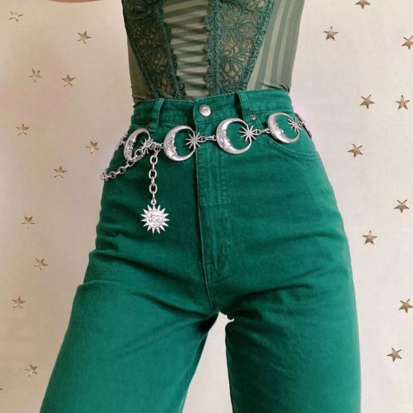 belts 2021 women fashion punk moon sun metal vintage high waist chain waistband gothic sliver pendant ladies accessories, Black;brown
belts 2021 women fashion punk moon sun metal vintage high waist chain waistband gothic sliver pendant ladies accessories, Black;brown