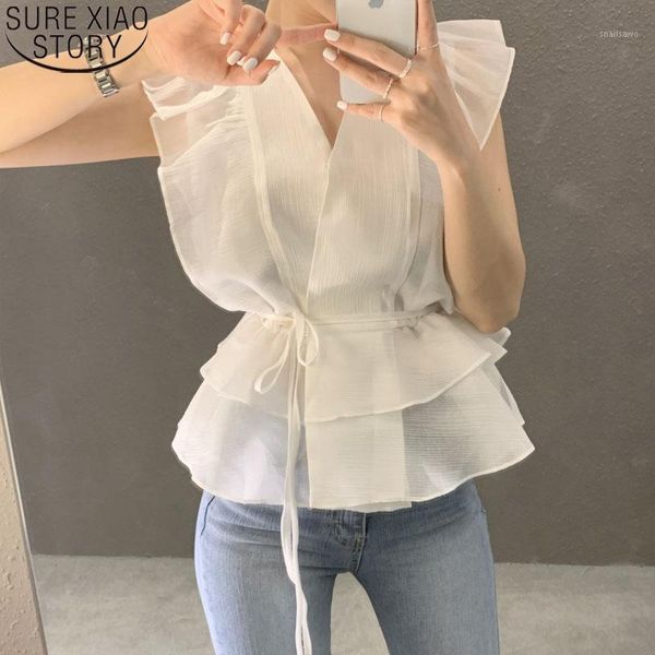 women's blouses & shirts elegant lace-up ruffled women chiffon bouse korean fashion vintage slim clothing v-neck chic sleeveless blous, White
women's blouses & shirts elegant lace-up ruffled women chiffon bouse korean fashion vintage slim clothing v-neck chic sleeveless blous, White