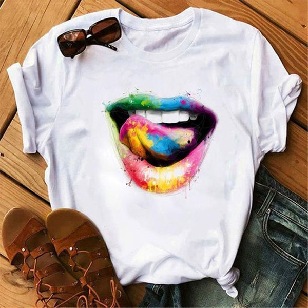 rainbow lip print and men t shirt women short sleeve o neck loose tee female camisetas mujer, White;black
rainbow lip print and men t shirt women short sleeve o neck loose tee female camisetas mujer, White;black