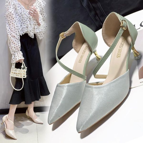 sandals closed toe women's ladies shoes summer shallow mouth high heels all-match suit female beige buckle strap pointed 2021, Black
sandals closed toe women's ladies shoes summer shallow mouth high heels all-match suit female beige buckle strap pointed 2021, Black