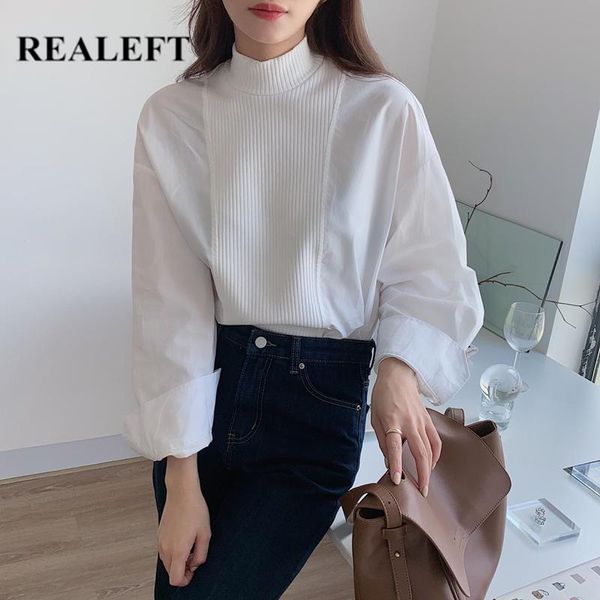 women's blouses & shirts realeft 2021 spring casual turtleneck blouse knitted patchwork long sleeve elegant loose office lady, White
women's blouses & shirts realeft 2021 spring casual turtleneck blouse knitted patchwork long sleeve elegant loose office lady, White