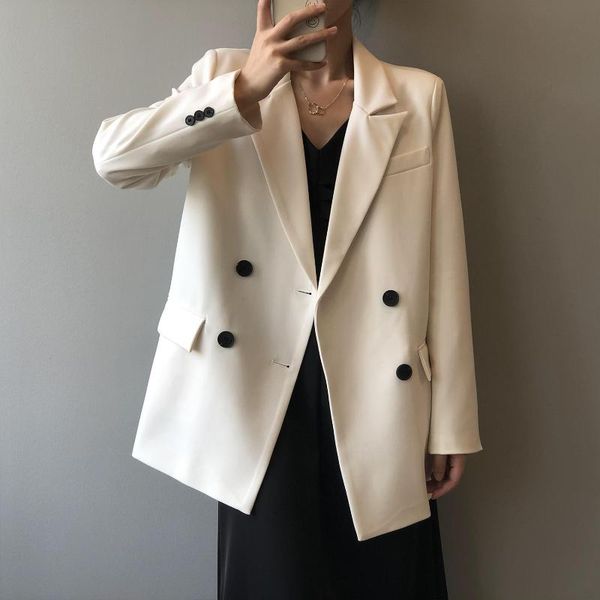 women's suits & blazers 2021 women autumn blazer coat turn down collar solid color feminino casaco for clothes, White;black
women's suits & blazers 2021 women autumn blazer coat turn down collar solid color feminino casaco for clothes, White;black