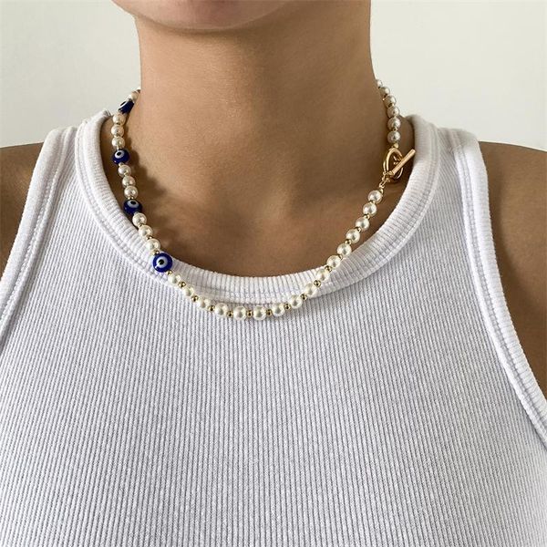 chains geometric design simple ot buckle clavicle chain trend imitation pearl demon eye necklace party jewelry accessories female, Silver
chains geometric design simple ot buckle clavicle chain trend imitation pearl demon eye necklace party jewelry accessories female, Silver