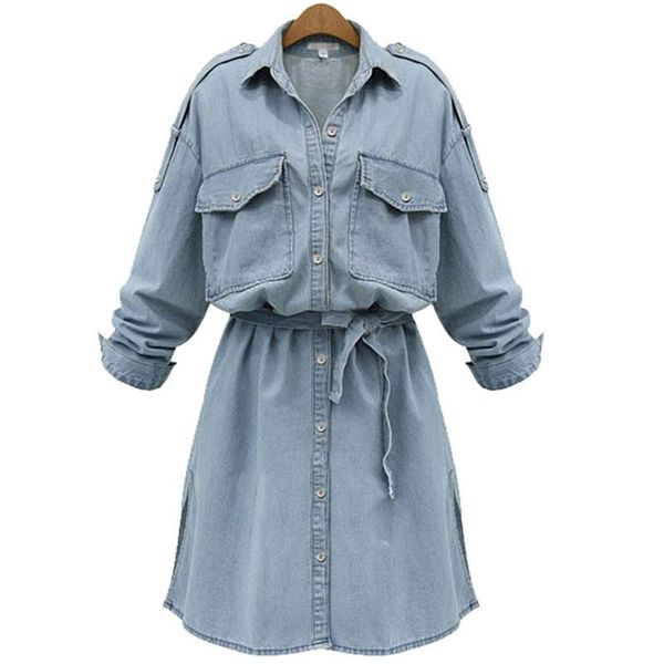 casual dresses autumn slimming denim dress for girl long sleeve pocket large size women's belt cowboy button mid-calf, Black;gray
casual dresses autumn slimming denim dress for girl long sleeve pocket large size women's belt cowboy button mid-calf, Black;gray