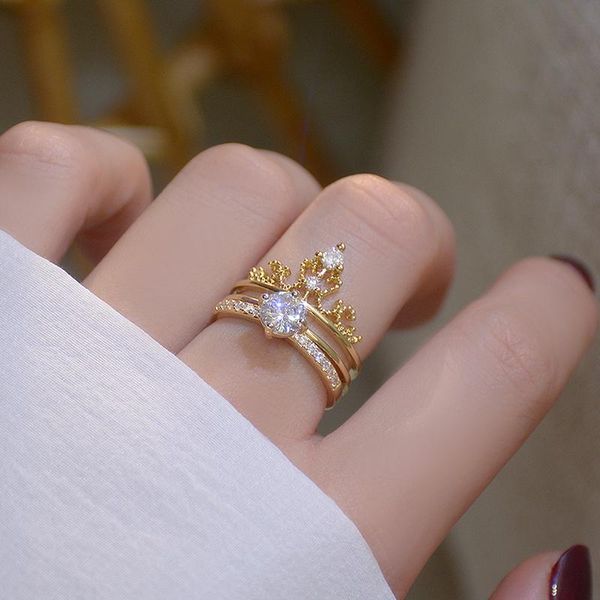 cluster rings 14k real gold charm luxury shine zirconia crown for women exquisite diamond bague anillos jewelry pendant birthday gift, Golden;silver
cluster rings 14k real gold charm luxury shine zirconia crown for women exquisite diamond bague anillos jewelry pendant birthday gift, Golden;silver