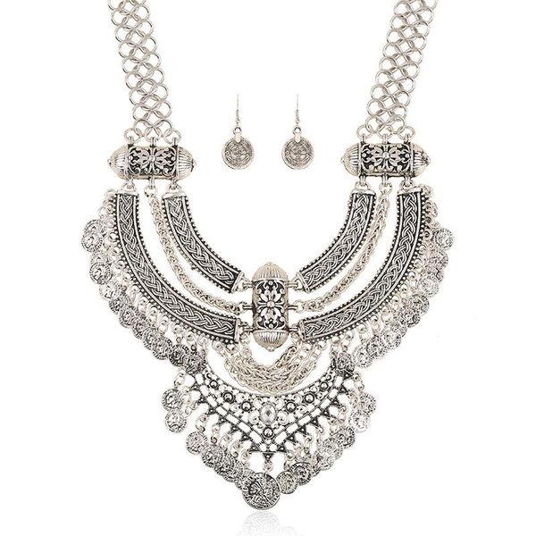 earrings & necklace fashion bohemian vintage statement sliver ancient long coin tassel maxi collier ethnic jewelry sets, Silver
earrings & necklace fashion bohemian vintage statement sliver ancient long coin tassel maxi collier ethnic jewelry sets, Silver