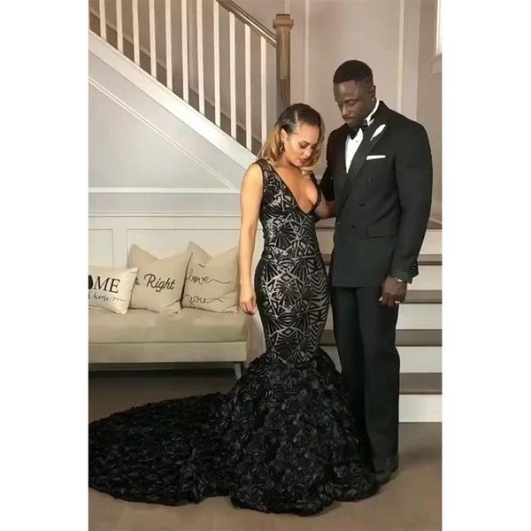 black mermaid prom dresses sleeveless v neck sweep strain flower sequined formal evening gowns party dress, White;black
black mermaid prom dresses sleeveless v neck sweep strain flower sequined formal evening gowns party dress, White;black