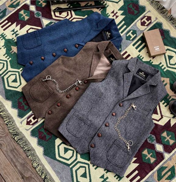 men's vests tweed herringbone suit vest retro lapel jacket sleeveless steampunk waistcoat, Black;white
men's vests tweed herringbone suit vest retro lapel jacket sleeveless steampunk waistcoat, Black;white