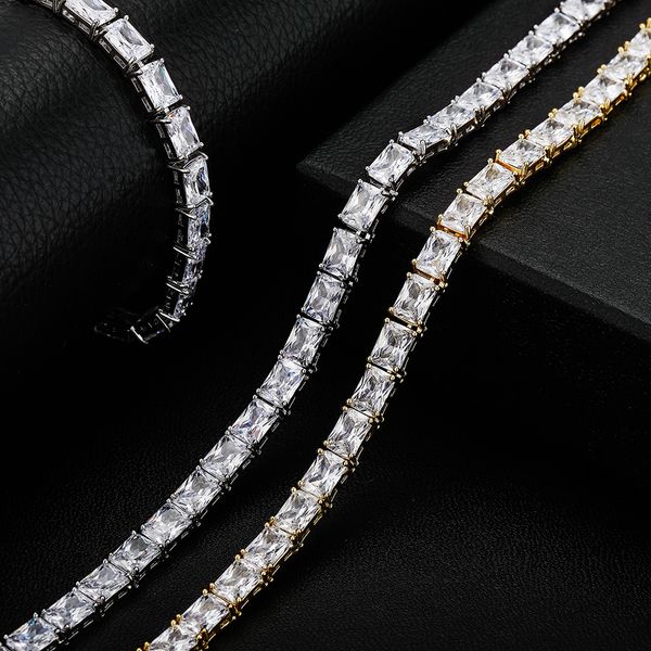 6mm baguette tennis chain with spring clasp white gold plated bracelet iced out cubic zirconia womens jewelry for gift, Black
6mm baguette tennis chain with spring clasp white gold plated bracelet iced out cubic zirconia womens jewelry for gift, Black