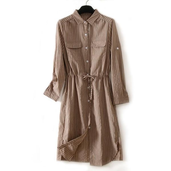 women shirt dress long sleeve turn down collar striped print with sashes office lady elegant slim casual dresses, Black;gray
women shirt dress long sleeve turn down collar striped print with sashes office lady elegant slim casual dresses, Black;gray