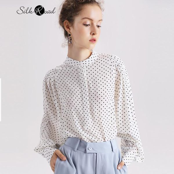 women's blouses & shirts silviye dot prints xiao deng long xiu temperament stand collar silk blouse long-sleeved shirt western style, White
women's blouses & shirts silviye dot prints xiao deng long xiu temperament stand collar silk blouse long-sleeved shirt western style, White