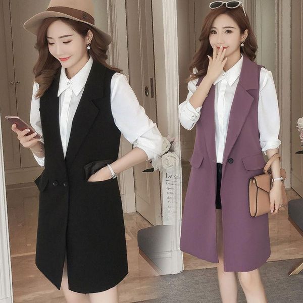 women's vests 2021 spring korean fashion long outerwear women cardigan button sleeveless female jacket elegant slim vest coat a184, Black;white
women's vests 2021 spring korean fashion long outerwear women cardigan button sleeveless female jacket elegant slim vest coat a184, Black;white