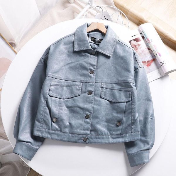 women's leather & faux ftlzz spring autumn women casual pu jacket turn-down collar single breasted short loose solid color coat, Black
women's leather & faux ftlzz spring autumn women casual pu jacket turn-down collar single breasted short loose solid color coat, Black