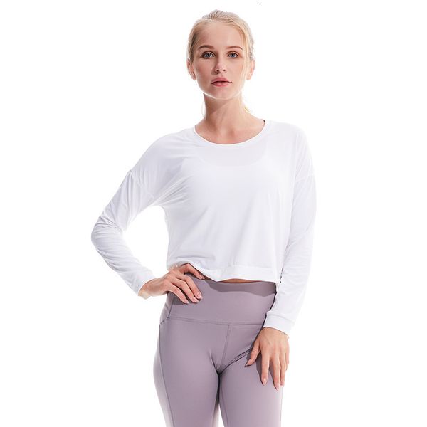 round neck loose sports long sleeve spring and summer quick drying fitns yoga cloth women's top, Gray
round neck loose sports long sleeve spring and summer quick drying fitns yoga cloth women's top, Gray