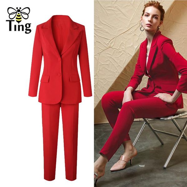 women's suits & blazers tingfly classic designer suit sets lady elegant office work blazer coat + pants women red 2 pcs, White;black
women's suits & blazers tingfly classic designer suit sets lady elegant office work blazer coat + pants women red 2 pcs, White;black