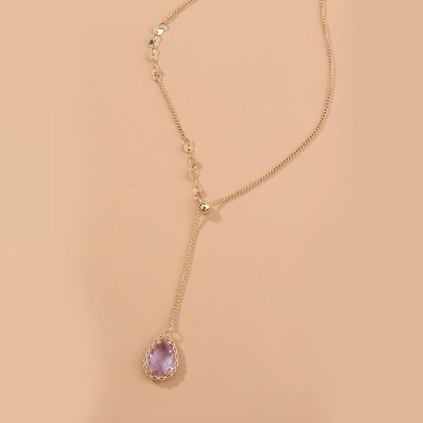 chains temperament purple water drop zircon long pendant necklace elegant fashion lady clavicle chain chocker, Silver
chains temperament purple water drop zircon long pendant necklace elegant fashion lady clavicle chain chocker, Silver