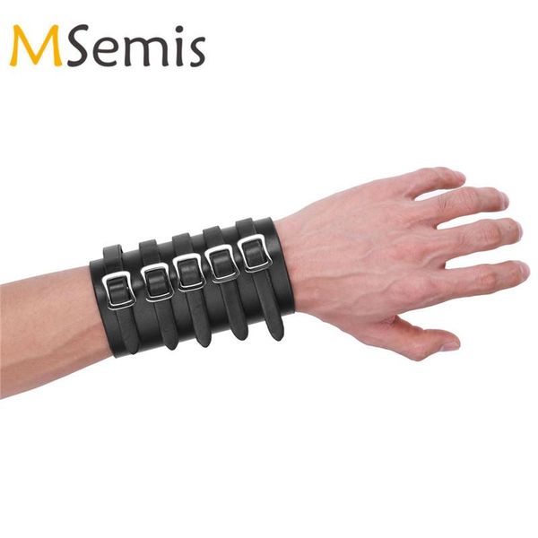 wrist support 1pc punk wristband faux leather five buckles gauntlet wide medieval bracers protective arm armor cuff, Black;red
wrist support 1pc punk wristband faux leather five buckles gauntlet wide medieval bracers protective arm armor cuff, Black;red