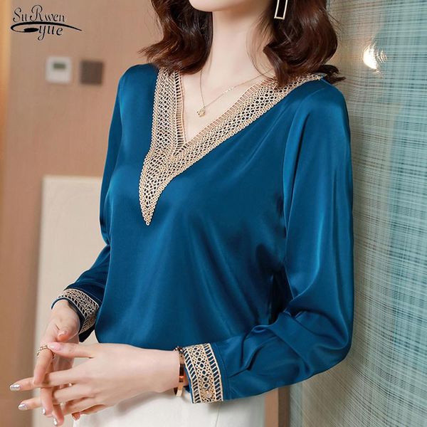 women's blouses & shirts 2021 long sleeve satin women and casual v neck plus size fashion silk ladies clothing blusas 15865, White
women's blouses & shirts 2021 long sleeve satin women and casual v neck plus size fashion silk ladies clothing blusas 15865, White