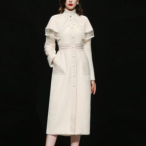 women's wool & blends winter fashion stand collar elegant beaded fringe woolen overcoat women long sleeve high waist mid-length ol, Black
women's wool & blends winter fashion stand collar elegant beaded fringe woolen overcoat women long sleeve high waist mid-length ol, Black