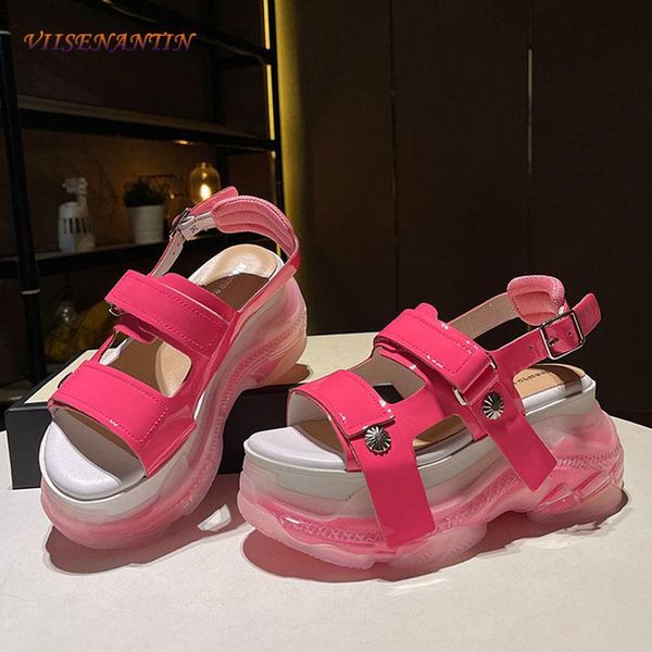 sandals pink leather platform women's summer rivets casual sports high heel soft sole roman daddy, Black
sandals pink leather platform women's summer rivets casual sports high heel soft sole roman daddy, Black