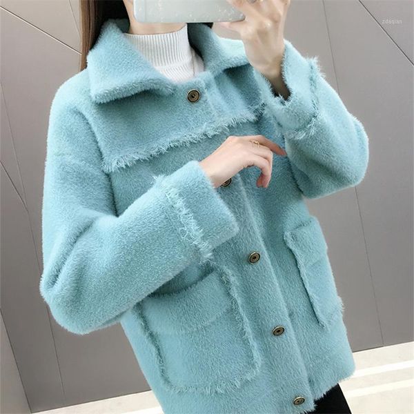 women's knits & tees short imitation mink wool sweater women 2021 autumn winter fashion loose long-sleeved cardigan trendy 272, White
women's knits & tees short imitation mink wool sweater women 2021 autumn winter fashion loose long-sleeved cardigan trendy 272, White