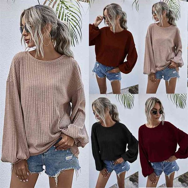 fashion round neck lantern sleeve casual knit sweater female loose solid color pit strip knitted pullover woman sweaters 210517, White;black
fashion round neck lantern sleeve casual knit sweater female loose solid color pit strip knitted pullover woman sweaters 210517, White;black
