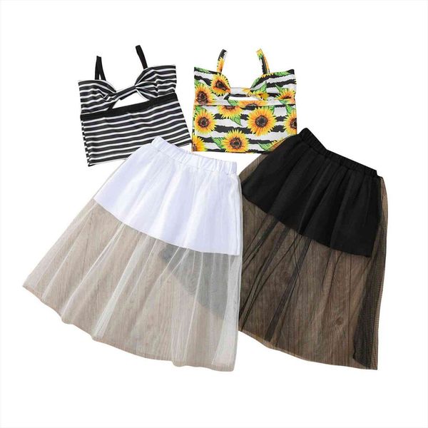 children kid girls clothing sets sunflower printed sleeveless crop lace tulle skirt clothes summer fashion 2pcs outfit, White
children kid girls clothing sets sunflower printed sleeveless crop lace tulle skirt clothes summer fashion 2pcs outfit, White