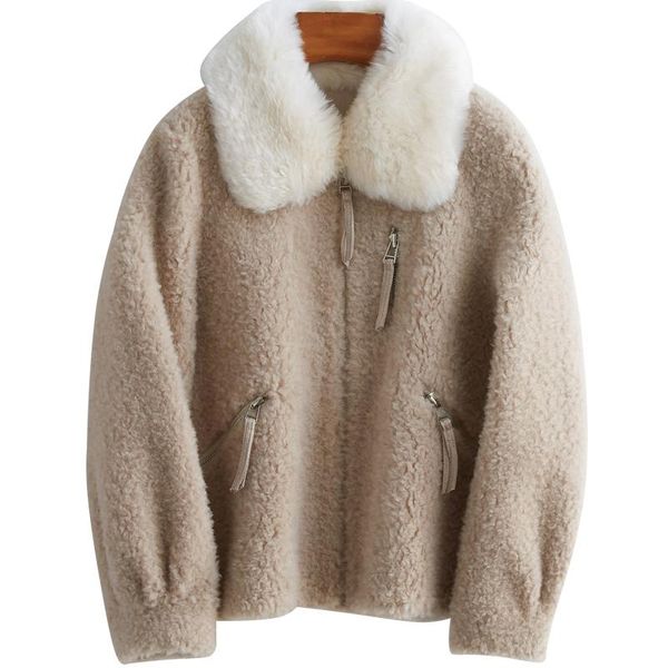 women's fur & faux 2021 fashion jacket 100% real wool coats warm sheep shearing coat mulheres casacos zjt502, Black
women's fur & faux 2021 fashion jacket 100% real wool coats warm sheep shearing coat mulheres casacos zjt502, Black