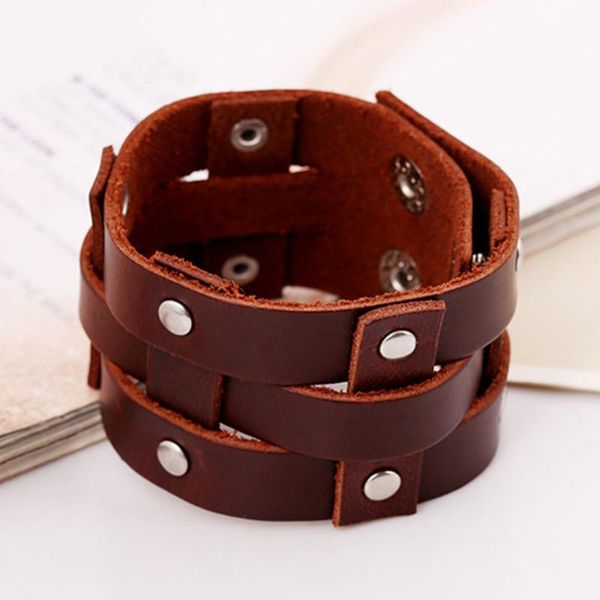 p01540boho gypsy hippie punk black dark brown real genuine cow leather with rivets charm macrame wide big bracelet bangle bracelets, Golden;silver
p01540boho gypsy hippie punk black dark brown real genuine cow leather with rivets charm macrame wide big bracelet bangle bracelets, Golden;silver
