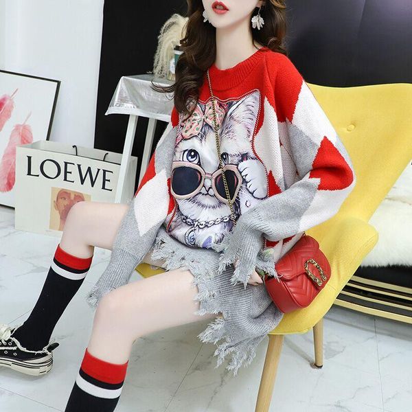 women's sweaters harajuku oversized sweater female cartoon cat print kawaii chic autumn and winter jacket pullover loose lazy style, White;black
women's sweaters harajuku oversized sweater female cartoon cat print kawaii chic autumn and winter jacket pullover loose lazy style, White;black