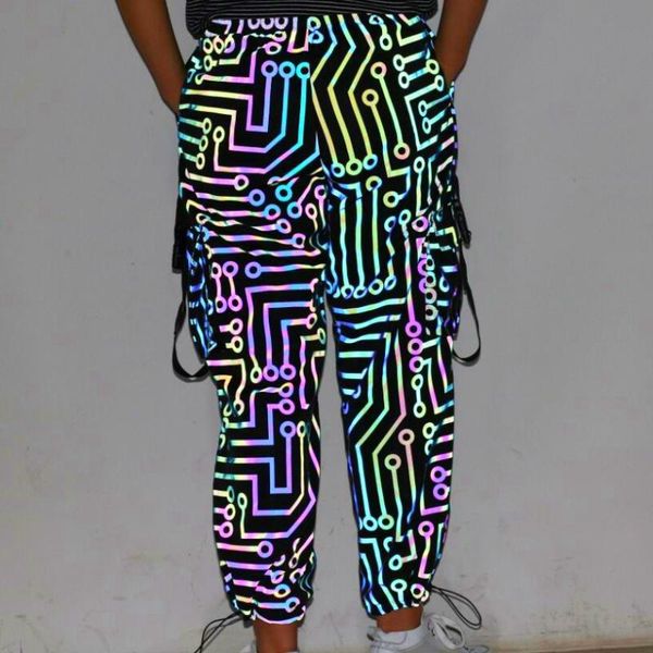 women's pants & capris spring autumn circuit pattern colorful reflective overalls women multi-pocket ribbon hip-hop casual trousers jog, Black;white
women's pants & capris spring autumn circuit pattern colorful reflective overalls women multi-pocket ribbon hip-hop casual trousers jog, Black;white