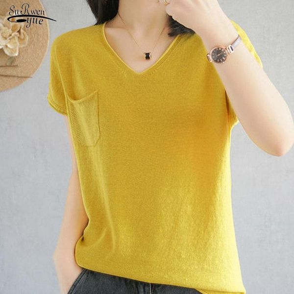 women's blouses & shirts summer 2021 casual short sleeve women v-neck loose solid knitted blouse female thin plus size tees shirt blusa, White
women's blouses & shirts summer 2021 casual short sleeve women v-neck loose solid knitted blouse female thin plus size tees shirt blusa, White