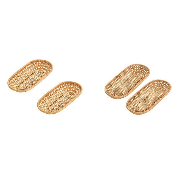 storage baskets 4pcs rattan bread tray dinner coffee breakfast serving oval hand-woven tea small & big
storage baskets 4pcs rattan bread tray dinner coffee breakfast serving oval hand-woven tea small & big