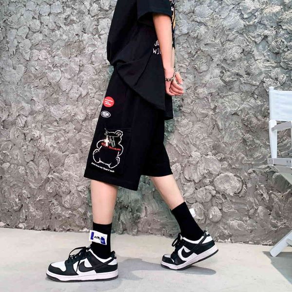 shorts bear print high street basketball men's fashion brand harajuku bf style summer oversize capris, White;black
shorts bear print high street basketball men's fashion brand harajuku bf style summer oversize capris, White;black