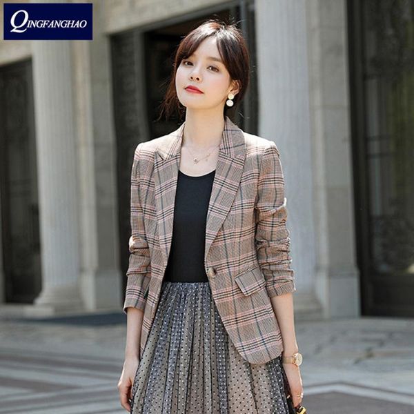 women's suits & blazers korean version of the small jacket female slim temperament casual plaid blazer ladies, White;black
women's suits & blazers korean version of the small jacket female slim temperament casual plaid blazer ladies, White;black