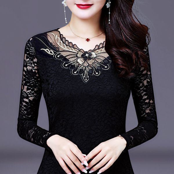 design spring autumn women thin embroidered lace bottoming shirt & blouses feminine long sleeve beaded & shirt plus size 5, White
design spring autumn women thin embroidered lace bottoming shirt & blouses feminine long sleeve beaded & shirt plus size 5, White