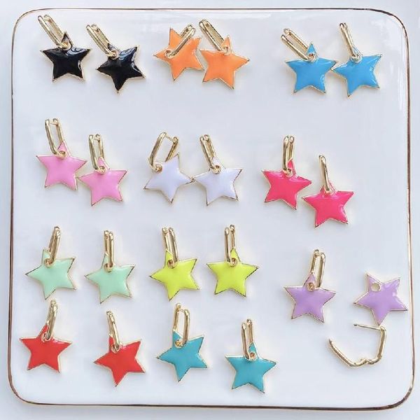 hoop & huggie 2021 trendy enamel star earring gold color plated women jewelry wholesale, Golden;silver
hoop & huggie 2021 trendy enamel star earring gold color plated women jewelry wholesale, Golden;silver